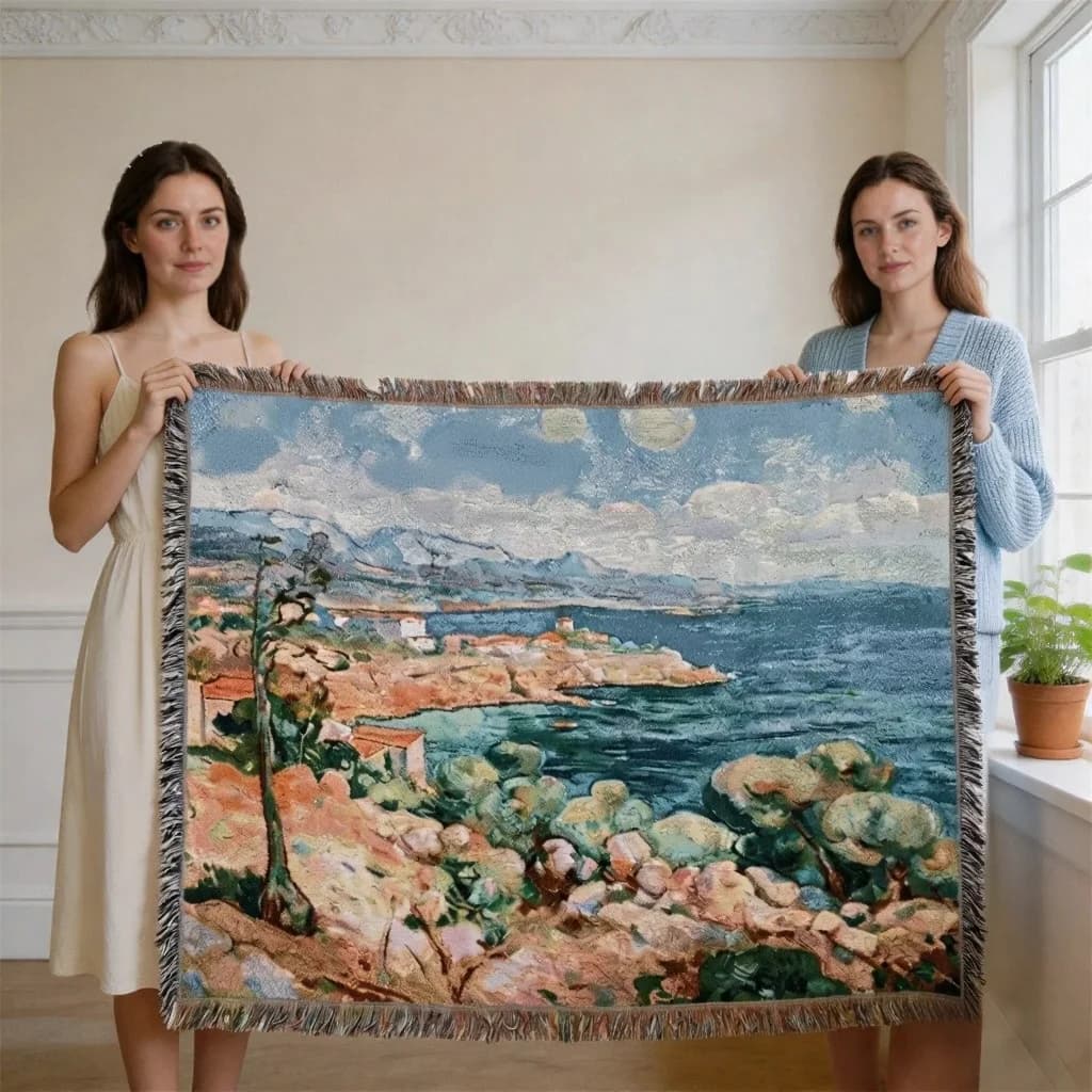 Van Goga stila gobelēna pleds no kokvilnas maisījuma, dīvāna pārklājs