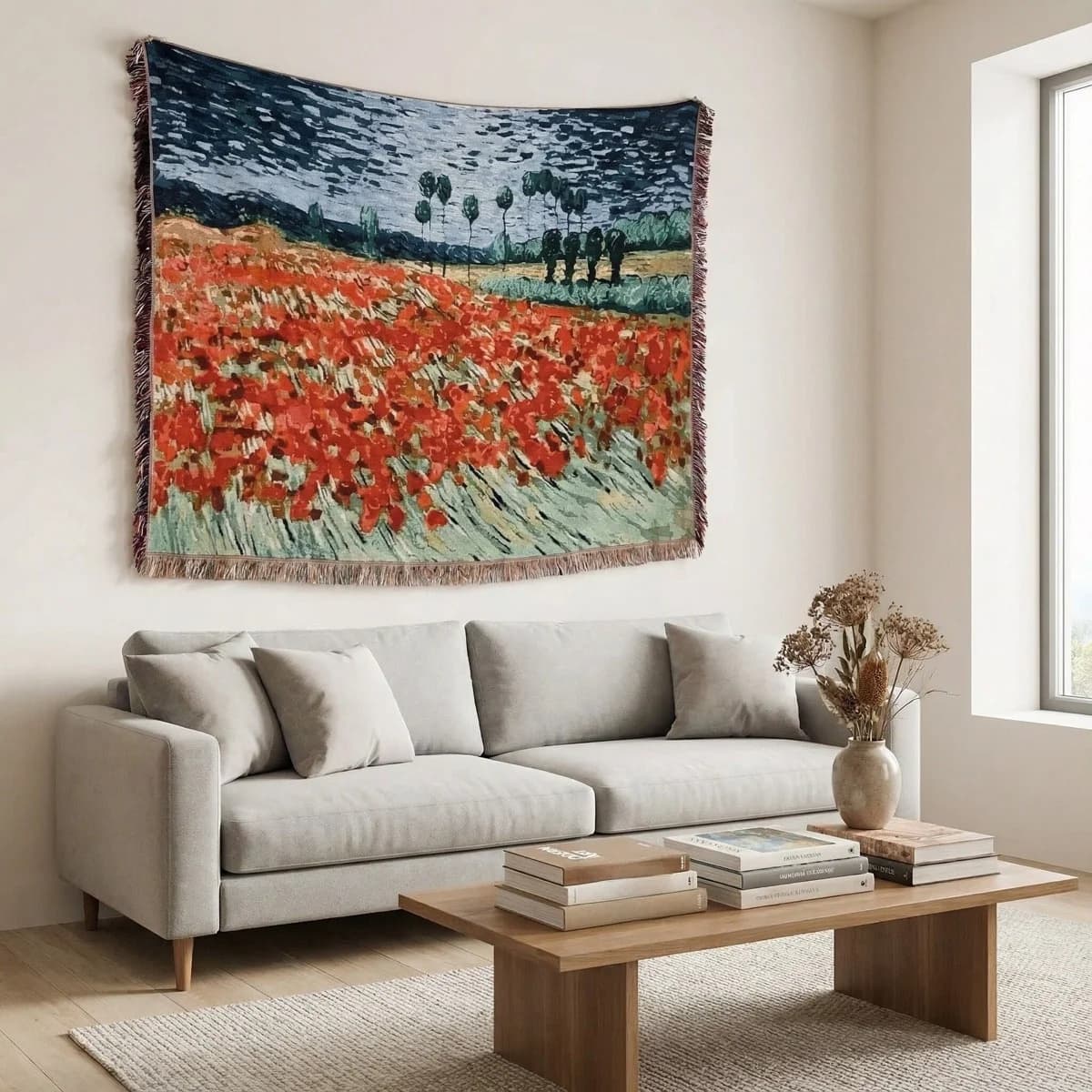 Van Goga stila gobelēna pleds dīvānam un sienas dekoram