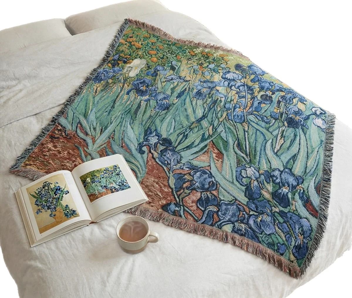 Van Goga stila gobelēna pleds no kokvilnas maisījuma, dīvāna pārklājs