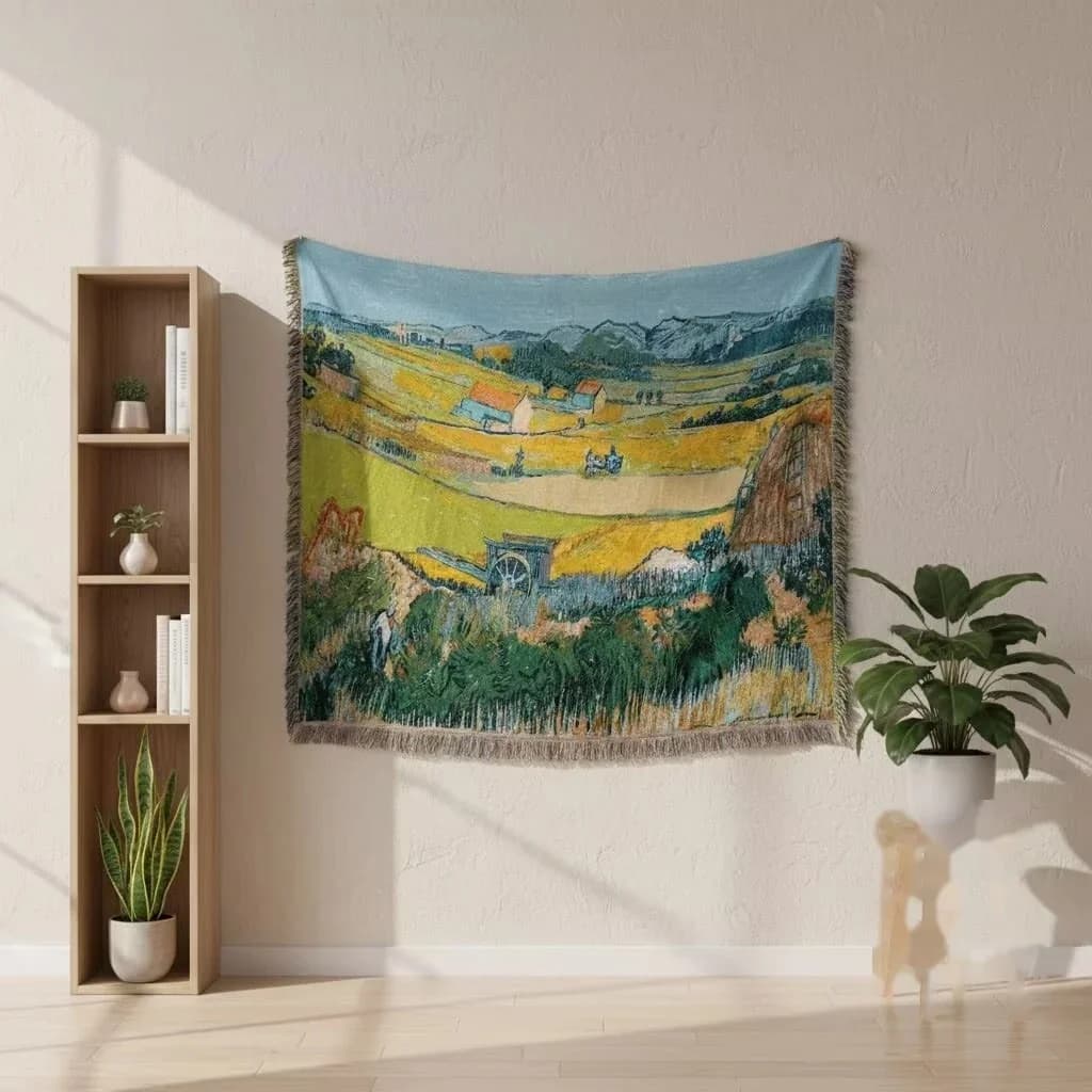 Van Goga stila gobelēna pleds no kokvilnas maisījuma sienas mākslai un dīvānam