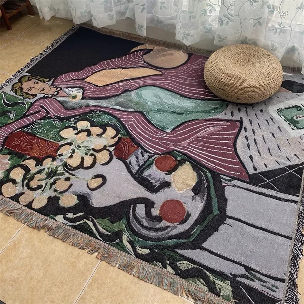 Matissa stila mākslas gobelēns sega dīvānam un sienas dekoram