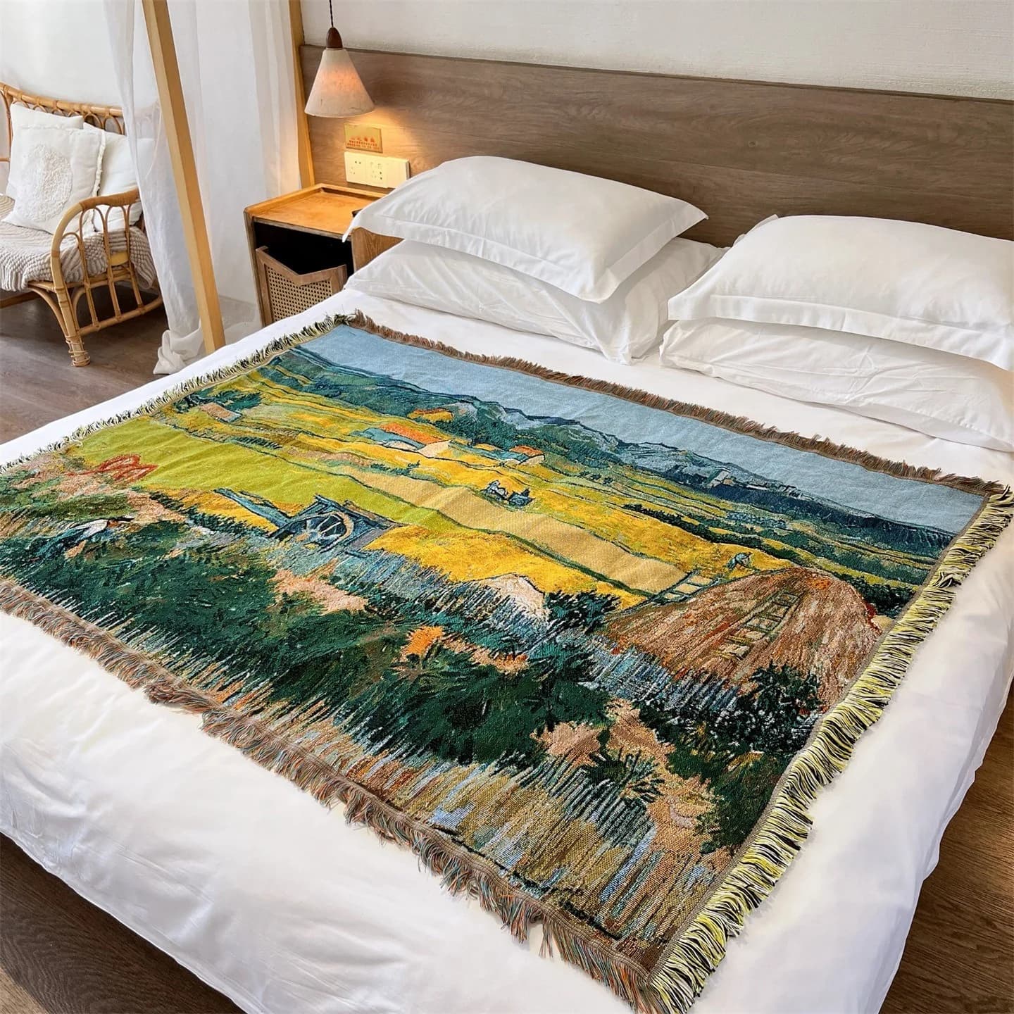 Van Goga stila austa pleda sega dīvānam, gultai, sienas dekoram 130x160cm