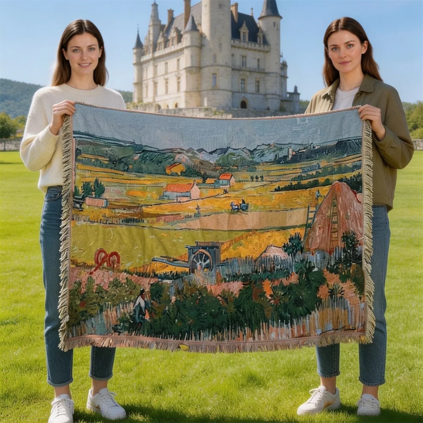 Van Goga stila gobelēna pleds no kokvilnas maisījuma sienas mākslai un dīvānam