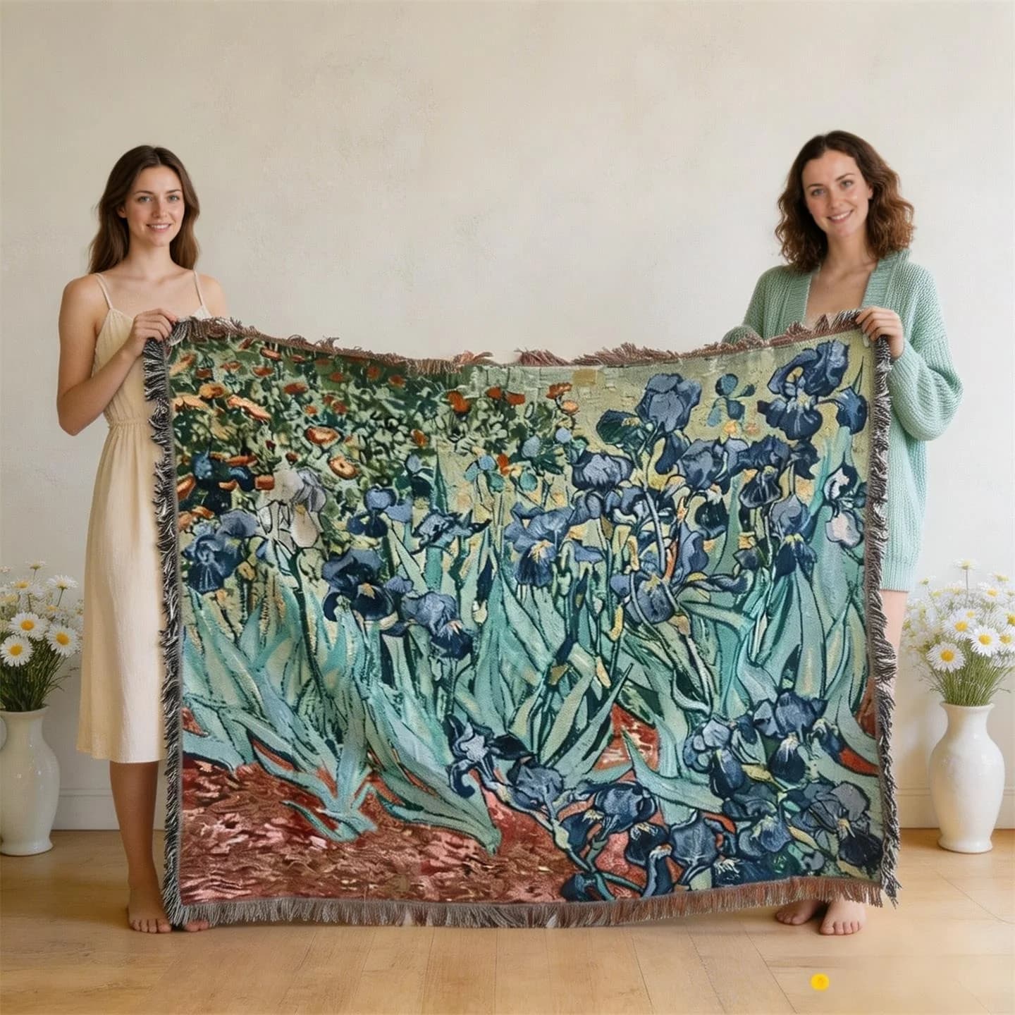 Van Goga stila gobelēna pleds no kokvilnas maisījuma, dīvāna pārklājs