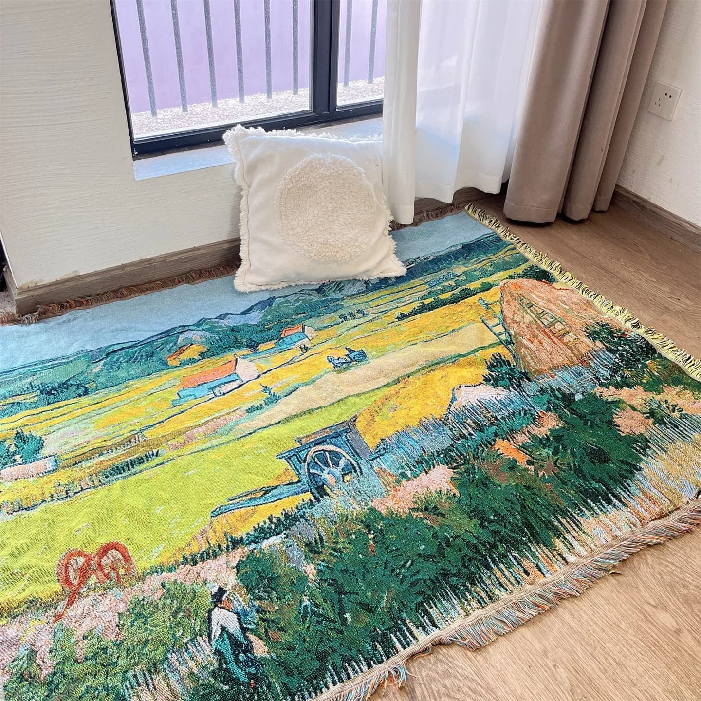Van Goga stila austa pleda sega dīvānam, gultai, sienas dekoram 130x160cm