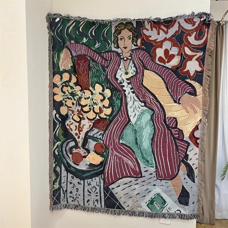 Matissa stila kokvilnas maisījuma gobelēns sienas dekoram