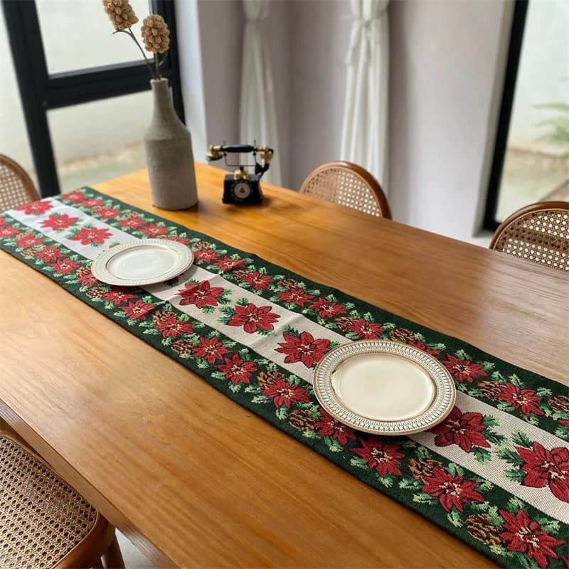 Ziemassvētku galda ceļvedis ar poinsetijas eļļas gleznas stilu